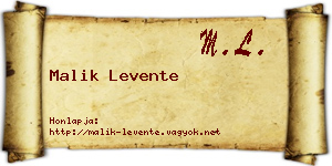 Malik Levente névjegykártya